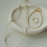 Romantic Micro Pearl Beaded Bracelet - Delicate 18K Gold Faceted Chain Bangle