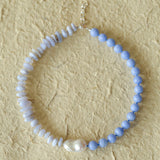 Blue Lace Agate Baroque Pearl Necklace