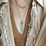 Designer Double Chain & Mixed Natural Stone Necklace