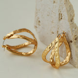 Hammered Sculptural Gold Hoop Earrings