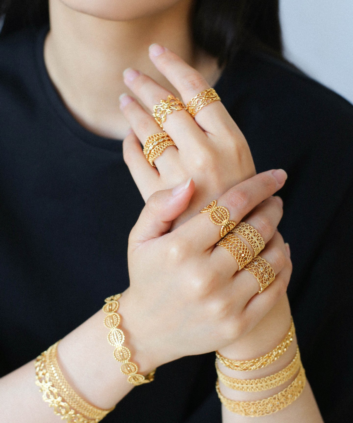 Vintage Palace Lace Filigree Open Cuff Stackable Bracelet - floysun