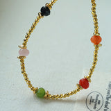 Bohemian Faceted Gold Bead Bracelet – Colorful Gemstone or Pearl Style