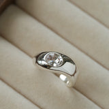 Minimalist Sleek Geometric Cubic Zirconia Open Ring