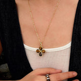 Natural Stone Four-Leaf Clover Necklace