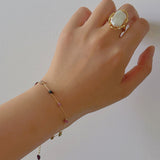Colorful Chip Stone Starry Thin Bracelet (Turquoise & Tourmaline)