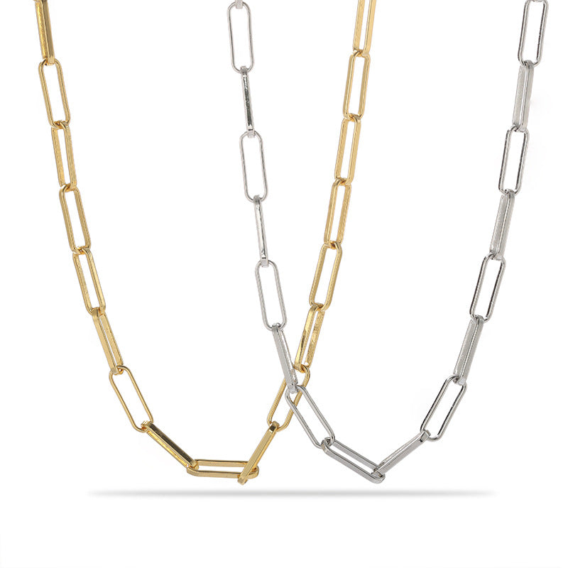 Alternating Bar Paperclip Chain Necklace - front product view 2 | Floysun