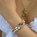 Colorful Natural Stone  Pearl Stacked Beads Bracelet