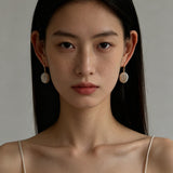 Minimal Elegant Inlaid Cubic Zirconia Baroque Freshwater Pearl Hook Earrings