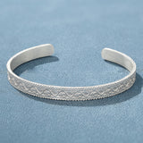 Vintage Vine Pattern Open Cuff 925 Silver Bracelet