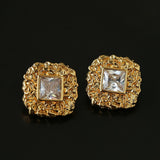 Molten Lava Texture Square Cubic Zirconia Stud Earrings