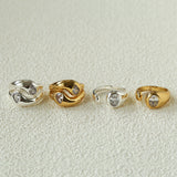 Fluid Teardrop Cubic Zirconia Open Ring