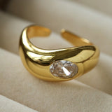 Minimalist Sleek Geometric Cubic Zirconia Open Ring