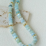 Irregular Raw Aquamarine Beaded Necklace