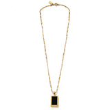 Rectangular Black Onyx Pendant Layering Necklace