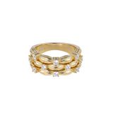 Scattered cubic zirconia ribbon statement ring on white background