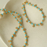 Soothing Blue Turquoise Tiny Flower Beaded Necklace
