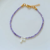 Mother-of-Pearl Initial Colorful Zircon Beaded Bracelet