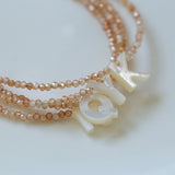 Mother-of-Pearl Initial Colorful Zircon Beaded Bracelet