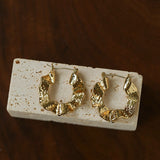 Hammered Ripple Texture Hoop Earrings
