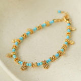 Soothing Blue Turquoise Tiny Flower Beaded Bracelet