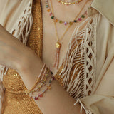 Designer Double Chain & Mixed Natural Stone Bracelets