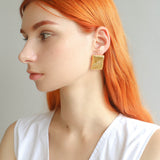 Vintage Ribbed Rectangular Statement Earrings