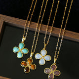 Natural Stone Four-Leaf Clover Necklace