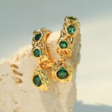 Vintage Lava Texture Cubic Zirconia Teardrop Drop Earrings