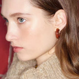 Natural Tiger’s Eye & Red Stone Hoop Earrings