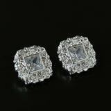 Molten Lava Texture Square Cubic Zirconia Stud Earrings