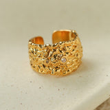 Textured Wrinkle Cubic Zirconia Open Ring