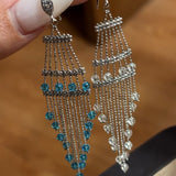 Italian Lace Crystal Tassel Earrings - Handcrafted S925 Sterling Silver  Baroque Chandelier Earrings