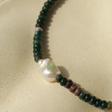 Single Baroque & Abacus Bead Natural Stone Necklace
