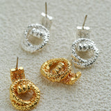 Molten Lava Texture Double-Hoop Drop Earrings