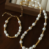 Crinkled Metal Link Smooth Freshwater Pearl Adjustable Wrist Bracelet