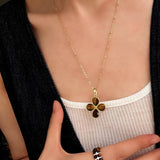Natural Stone Four-Leaf Clover Necklace