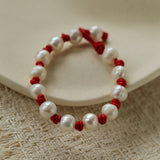 Natural Pearl Knotted Leather Bracelet