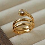 Minimalist Sleek Geometric Cubic Zirconia Open Ring