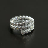 Bubble Triple Layer Spiral Bezel CZ Ring