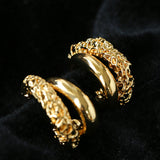 Designer Premium Dual Band Lava Textured Hoop Earrings