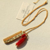 Carved Agate Comb Pendant Necklace