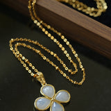 Natural Stone Four-Leaf Clover Necklace