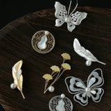 Luxury Pearl & Shell Brooch Collection | Vintage Floral, Butterfly & Gourd Pins