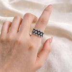 Two-Tone Clover Pavé Lace Band Ring - alternate angle | Floysun