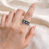 Two-Tone Clover Pavé Lace Band Ring - alternate angle | Floysun