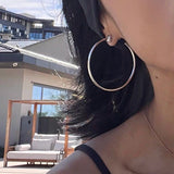 Minimal Cross Design Sterling Silver Hoop Earrings