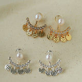 Detachable Freshwater Pearl Hammered Coin Ear Jacket Earrings