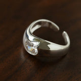 Minimalist Sleek Geometric Cubic Zirconia Open Ring