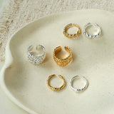 Textured Wrinkle Cubic Zirconia Open Ring