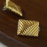 Vintage Ribbed Rectangular Statement Earrings